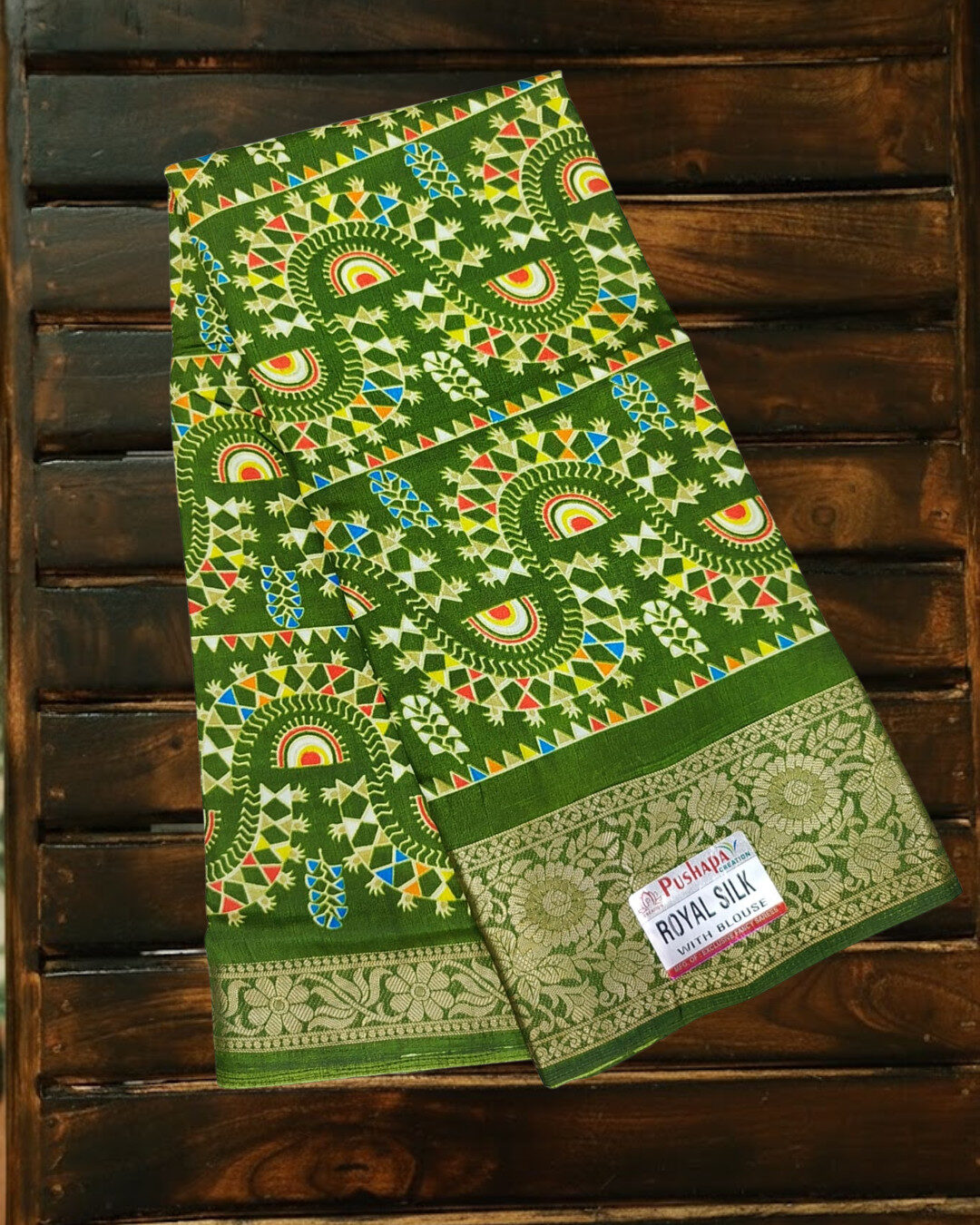 Royal Silk Printed Saree-Warli pattern