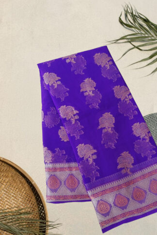 Georgette Buta Saree -Royal Purple with rich Rich weaving pallu
