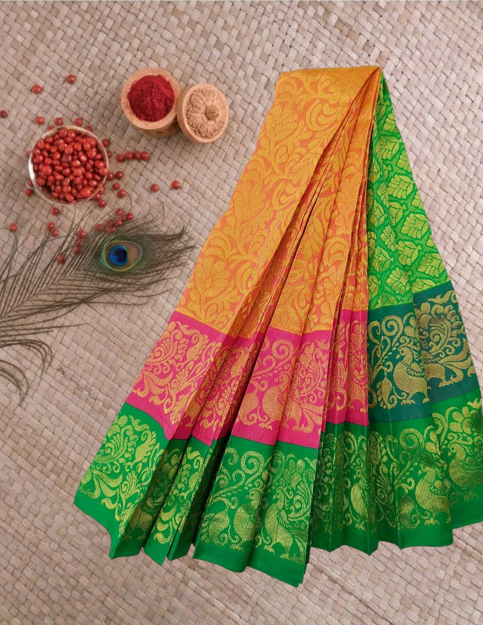 Handloom Kuppadam Saree with Jari Weaving