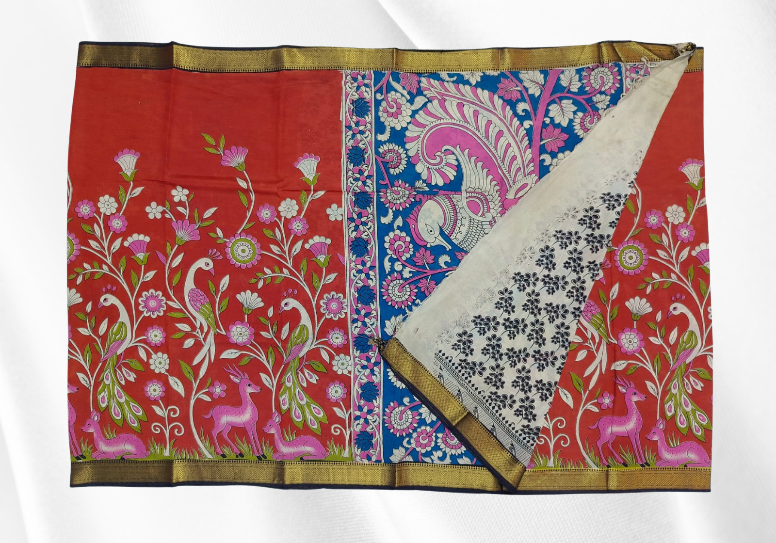 Designer Kalamkari Pattu Silk Saree - Image 3
