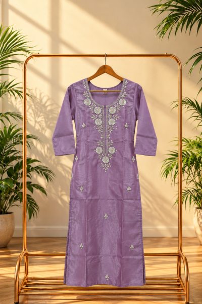 Lavender Embroidered Kurta Display