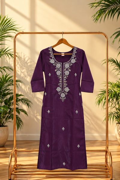 Plum Embroidered Kurta Display